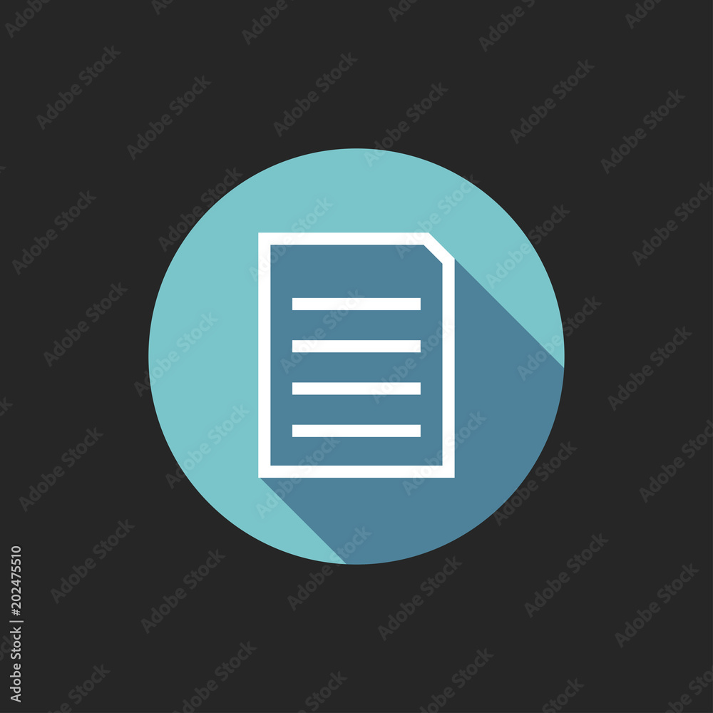 Elegant Universal White Minimalistic Thin Line Document Icon with Shadows on Circular Color Button on Black Background Elegant Universal White Minimalistic Thin Line Document Icon with Shadows on Circular Color Button on Black Background