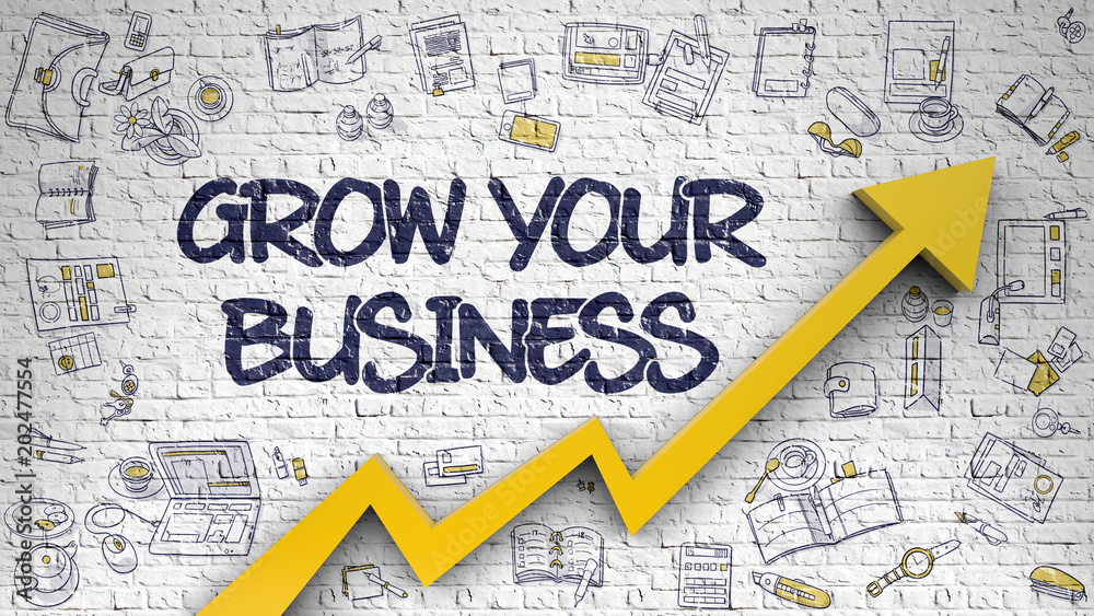 Grow Your Business Drawn on White Wall.  - obrazy, fototapety, plakaty 
