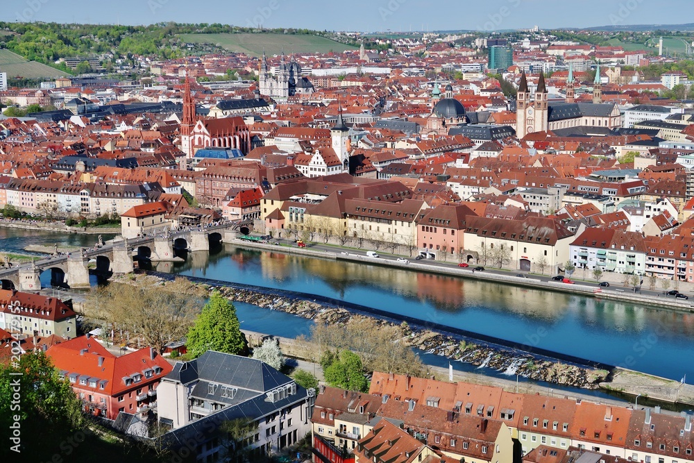 Würzburg, Festungsblick auf Stadt und Fluss
