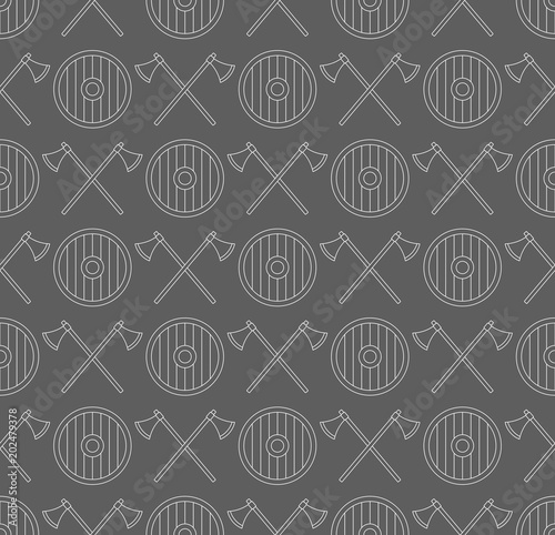 viking seamless pattern with axes and shields