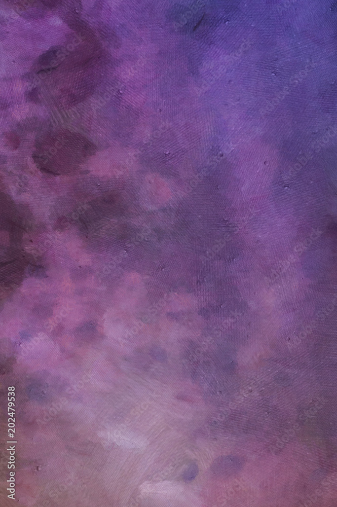 Detailed close-up purple grunge abstract background. Dry brush strokes hand drawn oil painting on canvas texture. Creative pattern for graphic work, web design or wallpaper. 