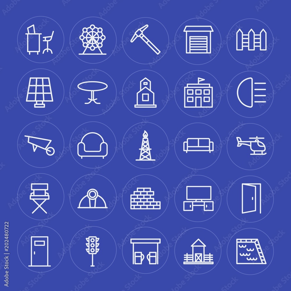 Modern Simple Set of transports, industry, buildings, furniture Vector outline Icons. Contains such Icons as summer, furniture, entrance and more on blue background. Fully Editable. Pixel Perfect. Modern Simple Set of transports, industry, buildings, furniture Vector outline Icons. Contains such Icons as summer, furniture, entrance and more on blue background. Fully Editable. Pixel Perfect.