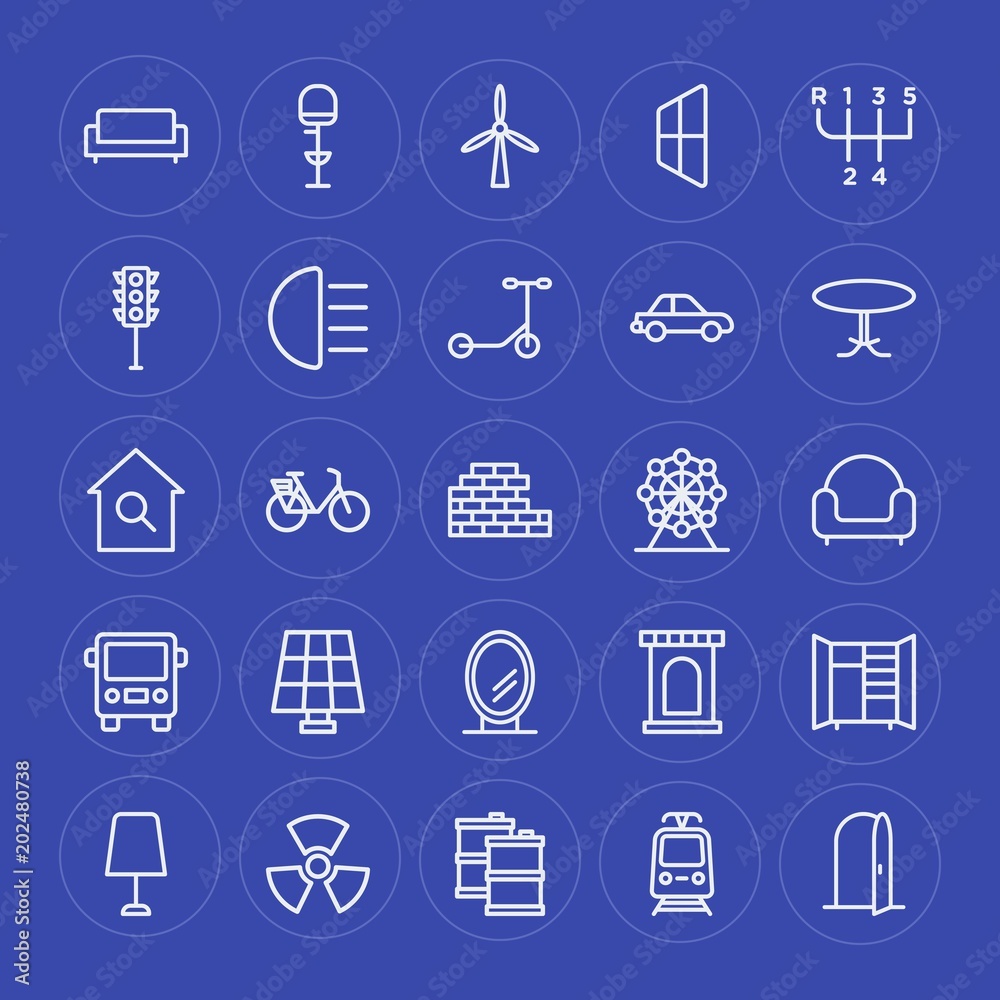 Modern Simple Set of transports, industry, buildings, furniture Vector outline Icons. Contains such Icons as light, stool, energy, street and more on blue background. Fully Editable. Pixel Perfect. Modern Simple Set of transports, industry, buildings, furniture Vector outline Icons. Contains such Icons as light, stool, energy, street and more on blue background. Fully Editable. Pixel Perfect.