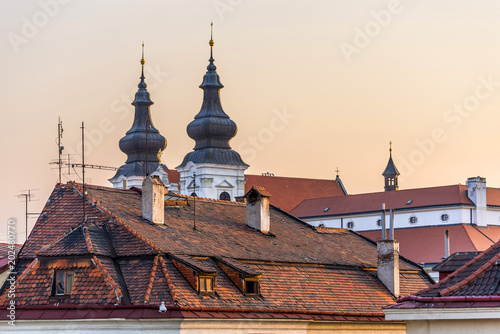 Rooftops at Znojmo, South Moravia, Czech Republic at sunrise photo