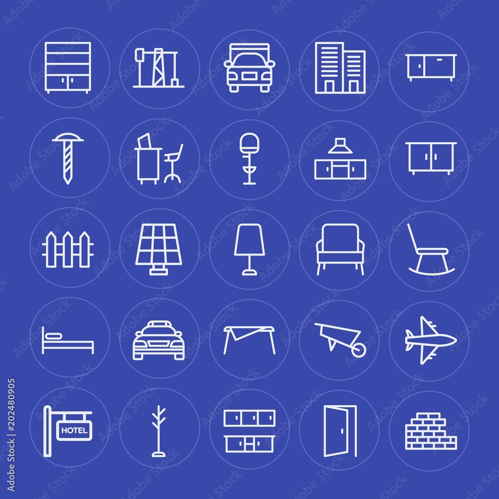 Modern Simple Set of transports, industry, buildings, furniture Vector outline Icons. Contains such Icons as industrial, closet, interior and more on blue background. Fully Editable. Pixel Perfect. Modern Simple Set of transports, industry, buildings, furniture Vector outline Icons. Contains such Icons as industrial, closet, interior and more on blue background. Fully Editable. Pixel Perfect.