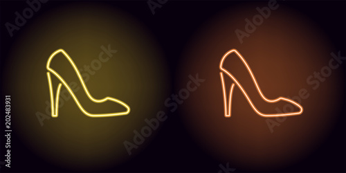 Neon women shoe in yellow and orange color