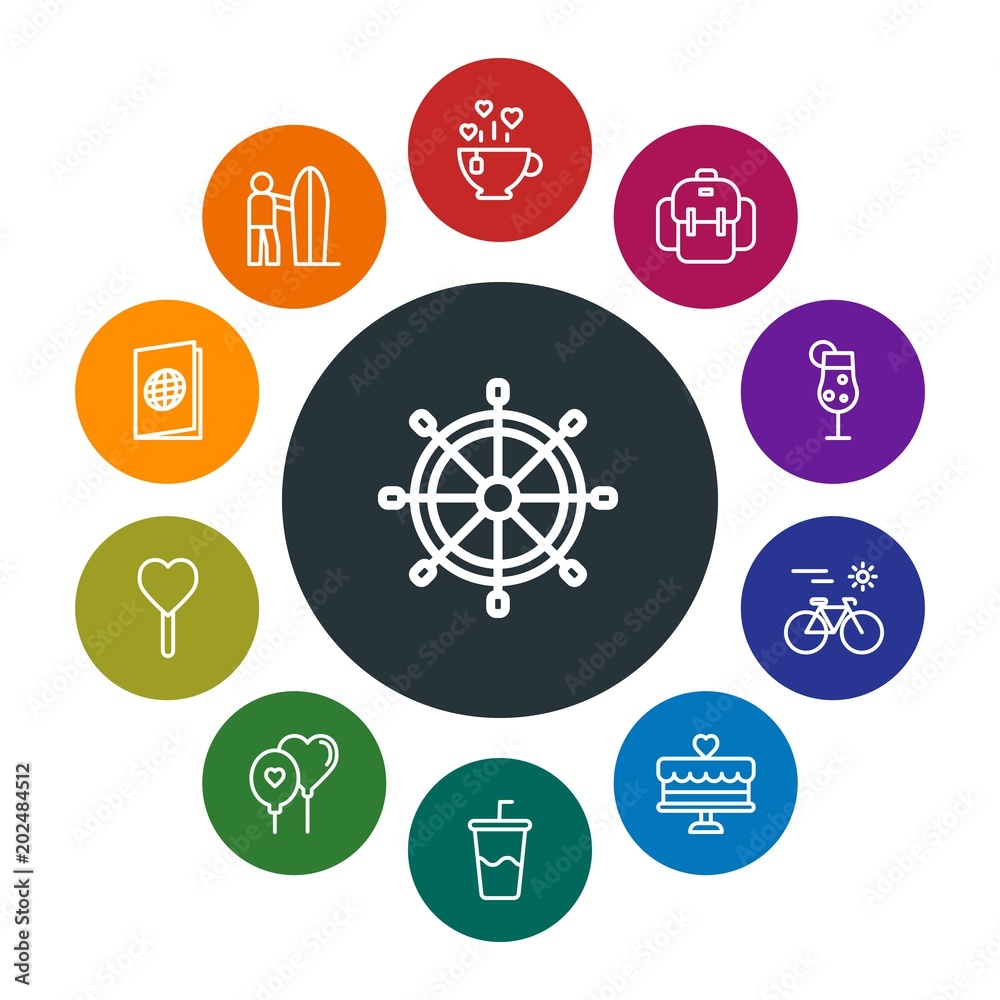 Εκτύπωση καμβά travel, valentine Infographic Colorful outline Icons Set
