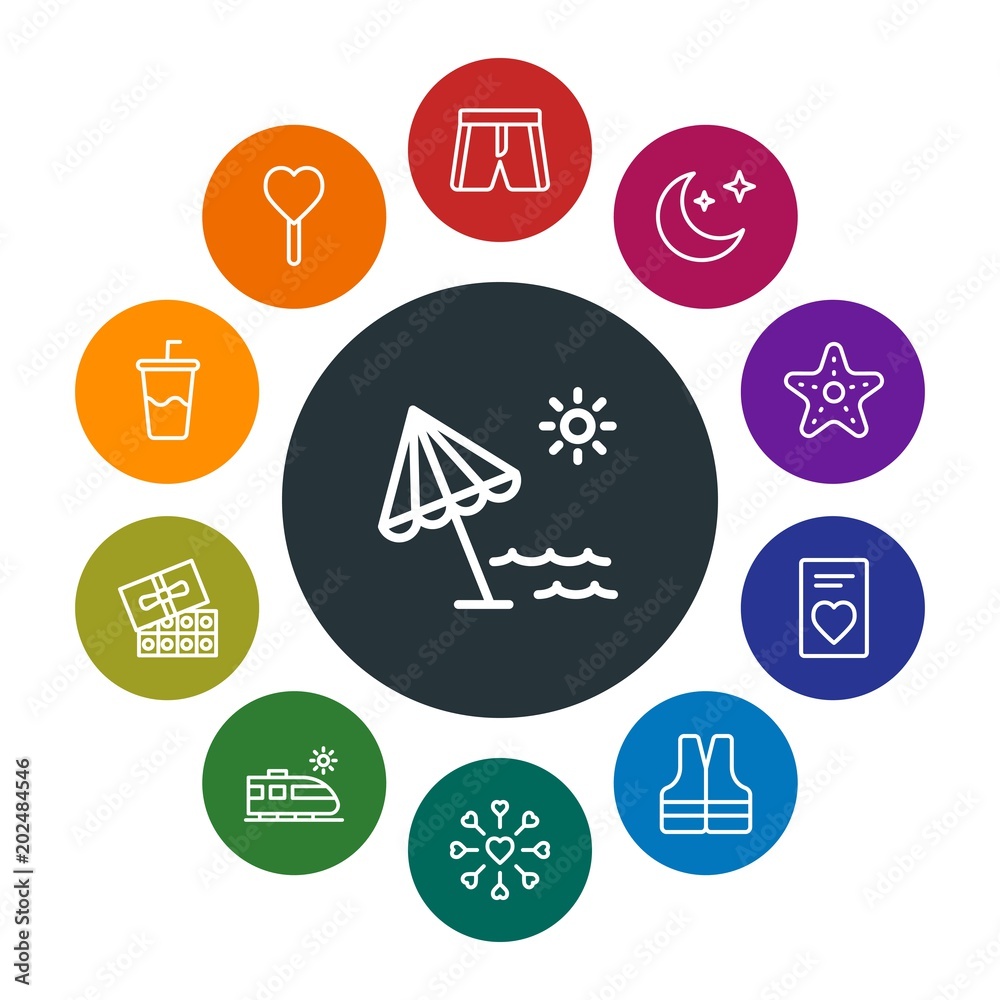 Obraz na plátně travel, valentine Infographic Colorful outline Icons Set