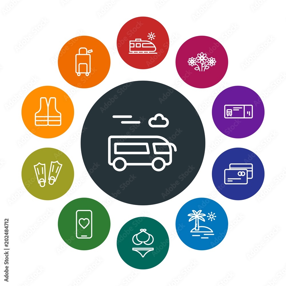 Φωτογραφία travel, valentine Infographic Colorful outline Icons Set