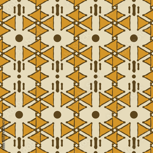 Seamless tribal ethnic composite pattern of triangles and dots