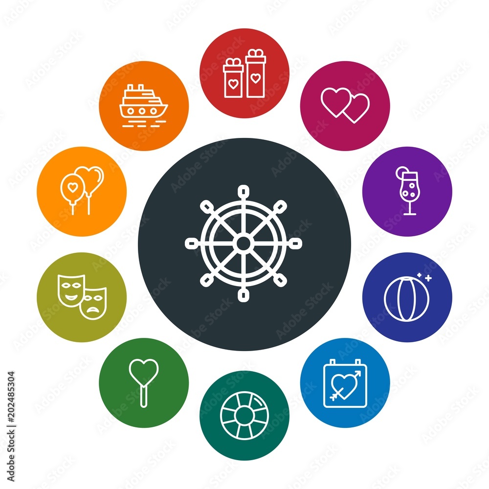 Εκτύπωση καμβά travel, valentine Infographic Colorful outline Icons Set