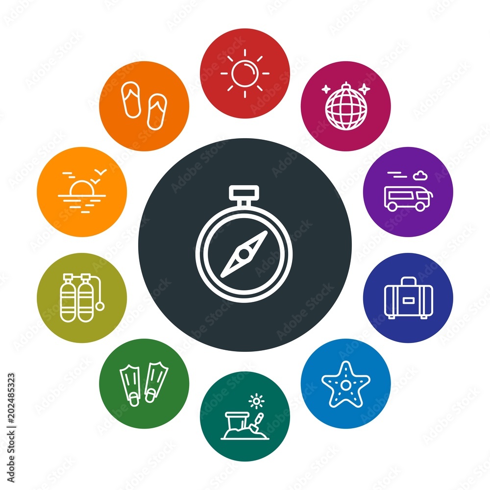 Valokuva travel, valentine Infographic Colorful outline Icons Set