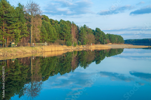 Landscape in Poland. River, trees - beautiful countryside