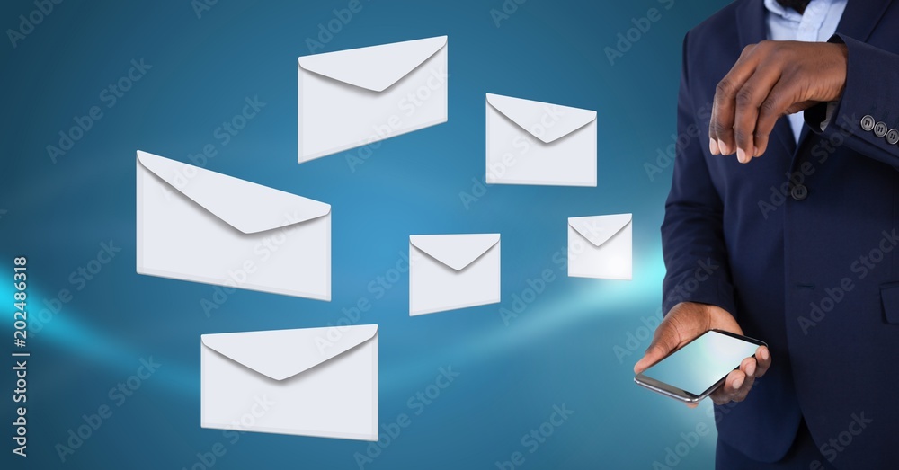 Fotografie Envelope letter messages and man using phone