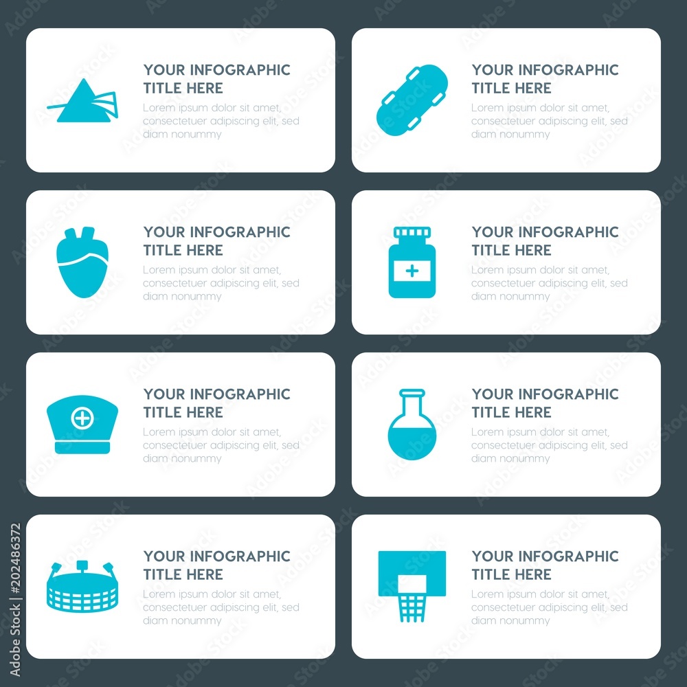 Φωτογραφία Flat health, science, sports, kids and toys infographic timeline template for pr