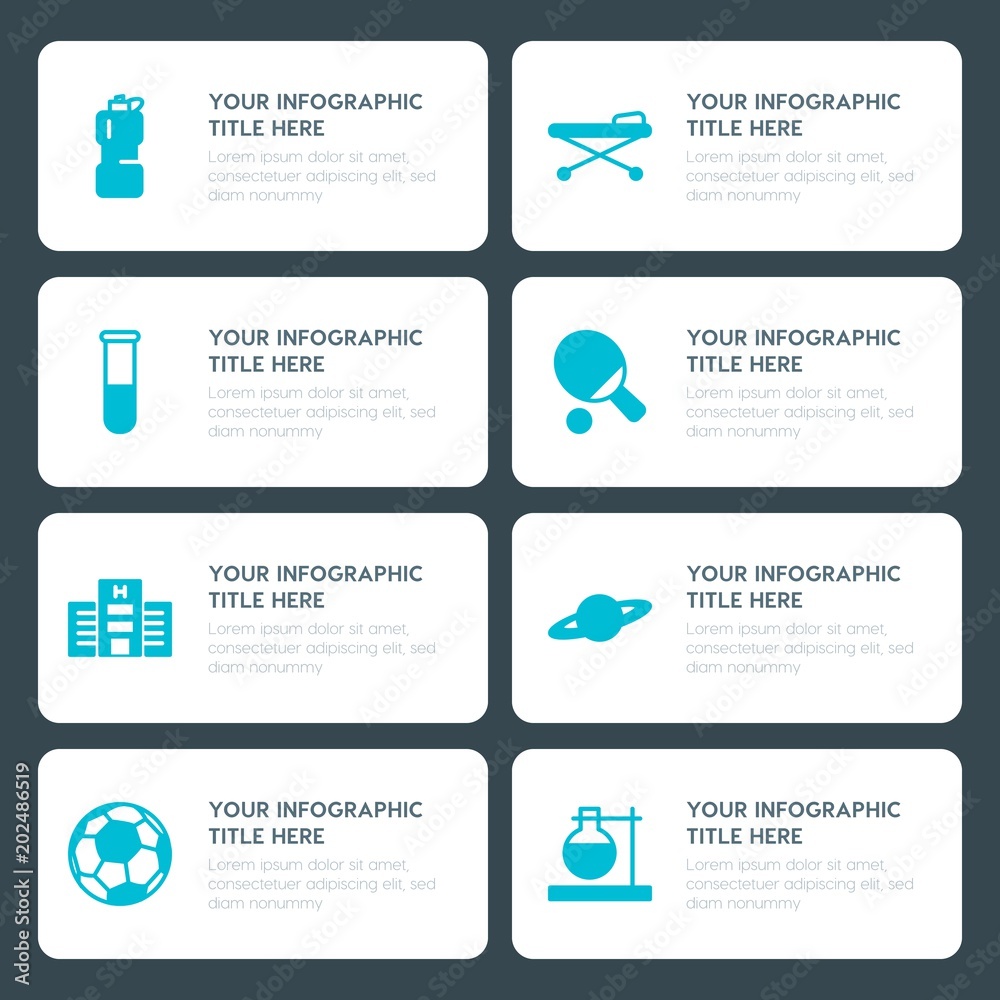Φωτογραφία Flat health, science, sports, kids and toys infographic timeline template for pr