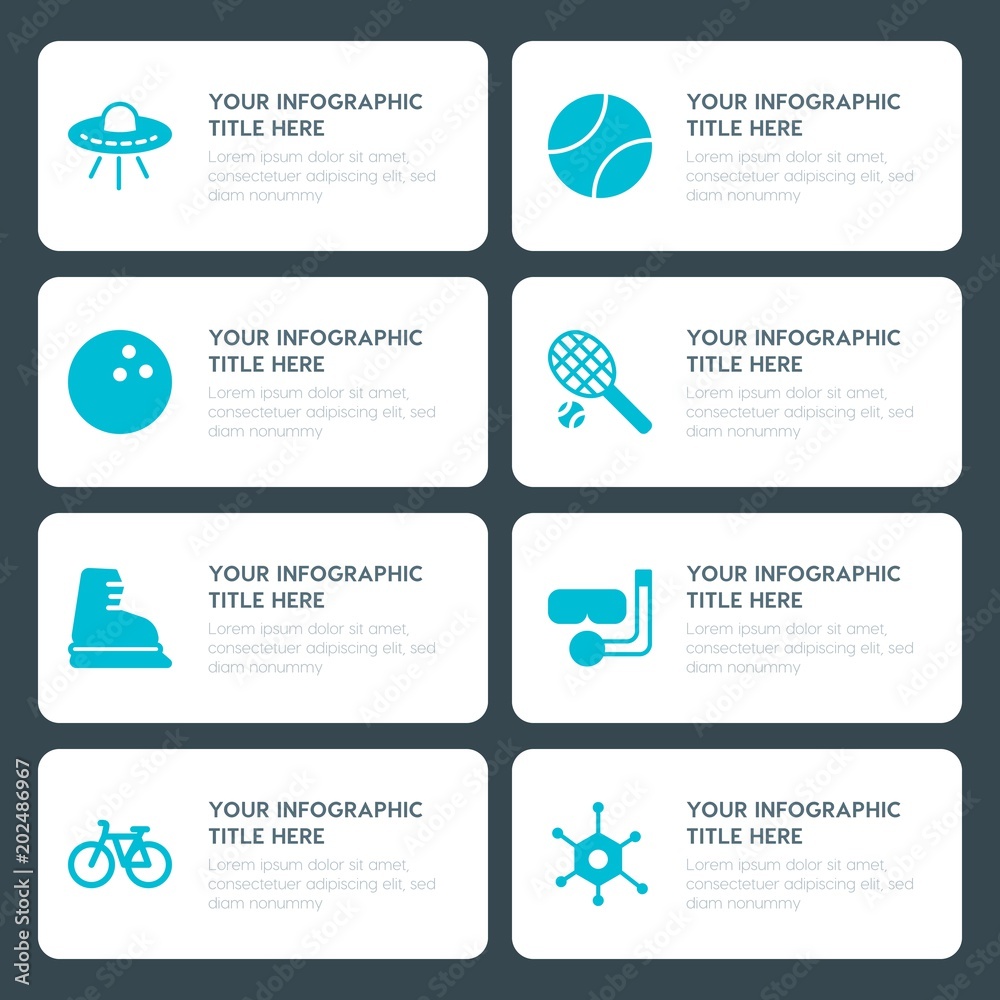 Obraz na plátně Flat health, science, sports, kids and toys infographic timeline template for pr