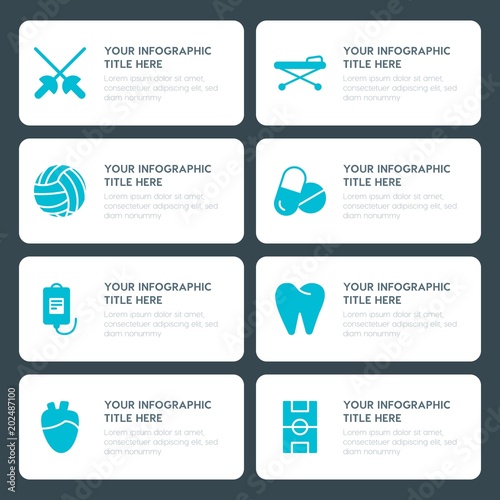 Flat health, science, sports, kids and toys infographic timeline template for presentations, advertising, annual reports