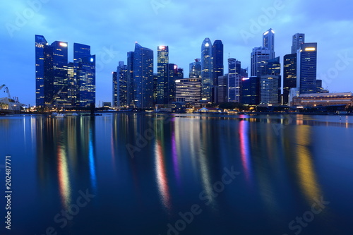Singapore Skyline. Singapore`s business district and night view for marina bay 