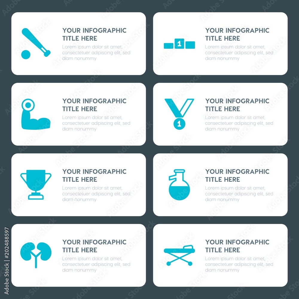 Φωτογραφία Flat health, science, sports, kids and toys infographic timeline template for pr