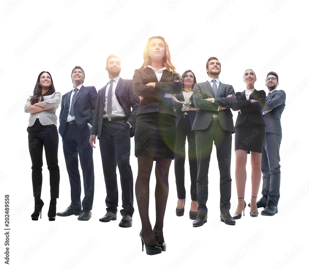 Obraz premium happy successful business team isolated on white background