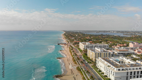 Palm Beach buildings along the oceanfront, Florida aerial view © jovannig