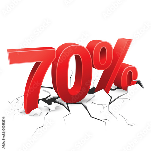 70 percent discount breaks ground on white background