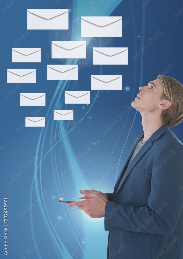 Fotografie Envelope letter messages and man using phone