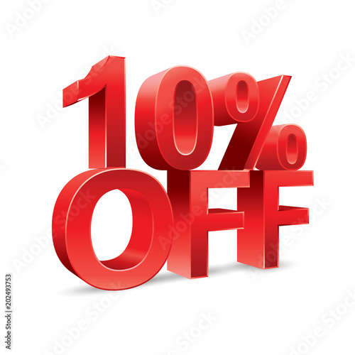 10 percent off Promotional discount on white background