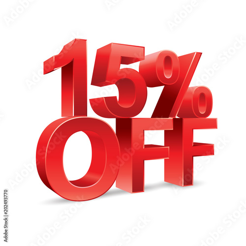 15 percent off Promotional discount on white background