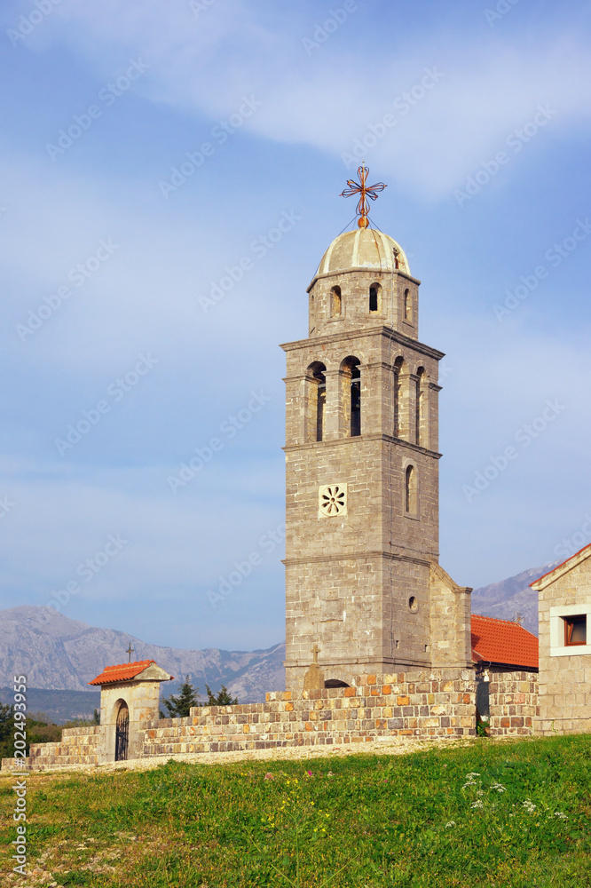 View of ancient Saint Jovan Church in the Tivat village Bogisici, Montenegro