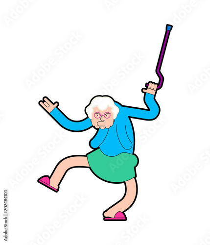 Grandmother Dance. Grandma Dances. Old lady cool. Vector illustration