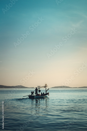 Fishing boat In the morning sea South Asia