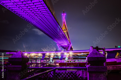 Konstfotografi Beautiful bridge in bangkok with longexposure shot