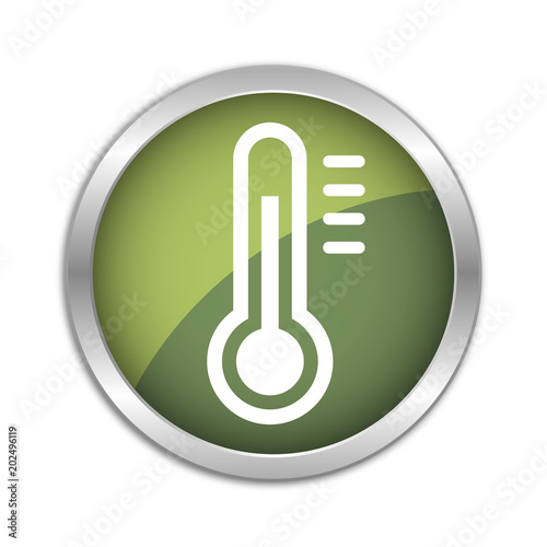 Button Set - dunkelgrün mit silbernem Ring - Thermometer - warm