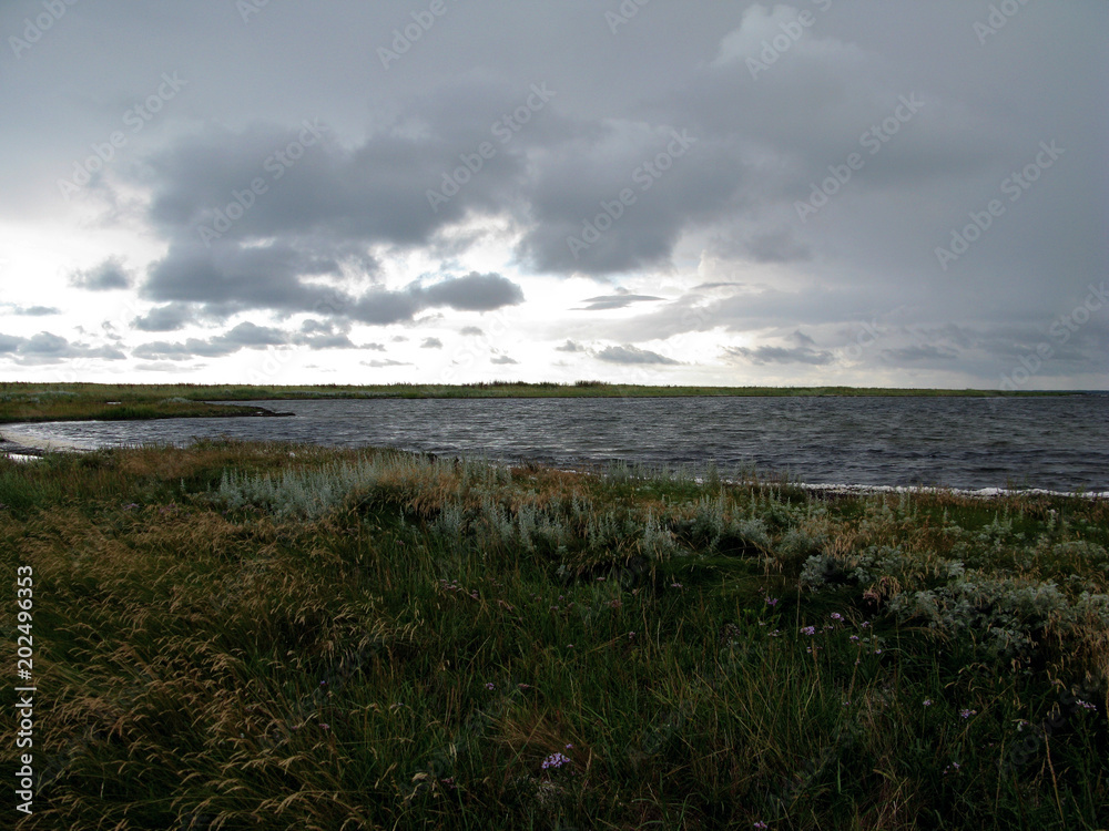 Laesoe / Denmark: Rough weather in in the bay at Bloeden Hale peninsula
