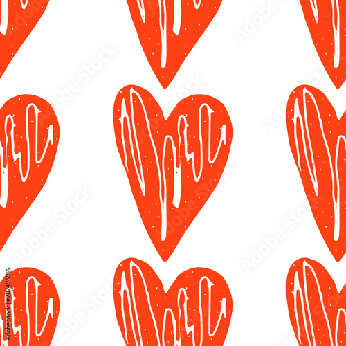 Red hearts seamless pattern. Vector illustration. Handwritten quote for prints on t-shirts and posters.