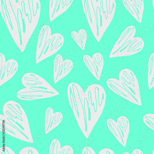 Hearts seamless pattern. Vector illustration. Handwritten quote for prints on t-shirts and posters...