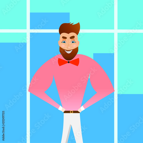 Character lifestyle situation in real life. Business process. Businessman, office worker.  EPS 10 vector.