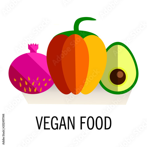 Banner or flyer template with organic fruits and vegetables. Conceptual illustration of healthy food made in flat style vector. Place for your text.