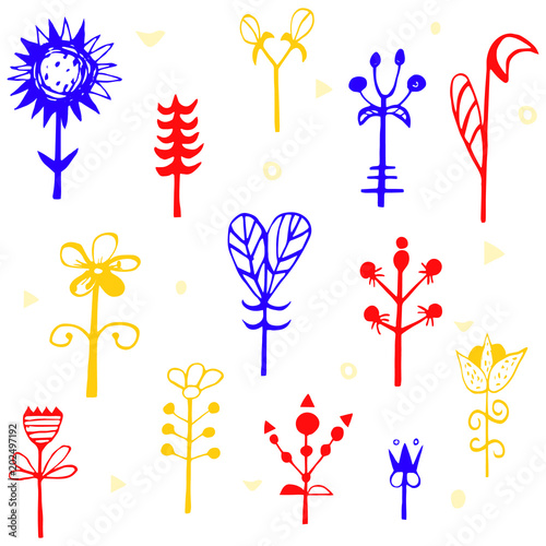 Bright, colorful card with flowers. Romantic background for web pages, wedding invitations, save date cards. Vector illustration.