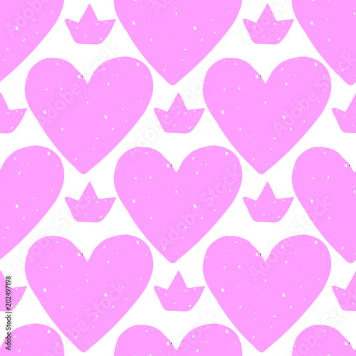 Perfect pastel seamless pattern with hearts. illustration drawn in vector by hand. Beautiful valentine pattern. EPS 10.