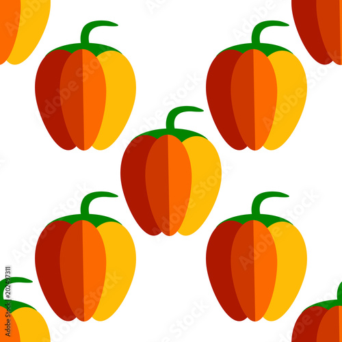 Seamless bell pepper slice pattern.flat style vector illustration.