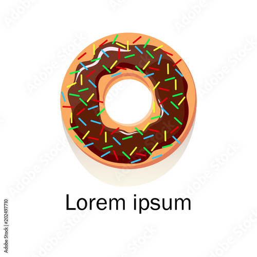 Donut vector concept. Design element for restaurant menu illustration or for logotype. Flat design of food. Diet and unhealthy eating habits illustration.