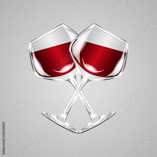 Two glasses of wine. Realistic vector illustration