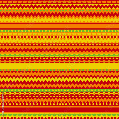 Bright geometric seamless pattern in folk style, vector