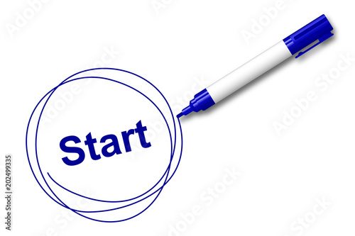 blauer Filzstift kreist ein - Start