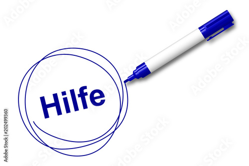 blauer Filzstift kreist ein - Hilfe