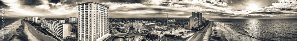 Panoramic view of Myrtle Beach at sunset