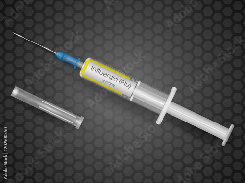 Vaccine influenza (flu) in a syringe. Vector illustration